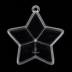 Clear Plastic Bead Storage Containers, 5 Compartments, Star, Clear, 9.1x8.6x1.6cm, Hole: 6mm