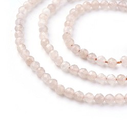 Pêche Brins de perles de lune naturelle, facette, ronde, peachpuff, 2~2.5mm, Trou: 0.5mm, Environ 180~200 pcs/chapelet, 14.5~16.1 pouce (37~41 cm)