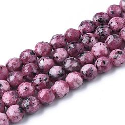 Jaspe Sésame Jaspe de sésame naturel / brins de perles de jaspe kiwi, teint, facette, ronde, 8~9mm, Trou: 1mm, Environ 45~47 pcs/chapelet, 14.4~15.2 pouce