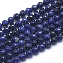 Sodalite Natural Sodalite Beads Strands, Grade A, Round, 6mm, Hole: 1mm, about 66pcs/strand, 15.5 inch(39.5cm)