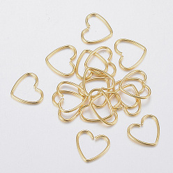 Golden 304 Stainless Steel Jump Rings, Open Jump Rings, Heart, Golden, 20 Gauge, 9x10x0.8mm, Inner Diameter: 6.5x9mm