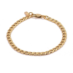 Golden 304 Stainless Steel Curb Chains Bracelets, Couple Bracelets for Men, Golden, 9-1/8 inch(23cm)