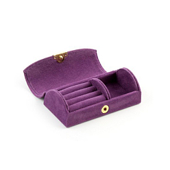 Фиолетовый Арочные бархатные ящики для хранения ювелирных изделий, портативный дорожный футляр с застежкой-молнией, для держателя кольца для серег, подарок для женщин, фиолетовые, 5.6x10.2x3.5 см