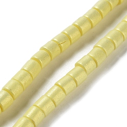 Champagne Amarillo Hebras de cuentas de arcilla polimérica hechas a mano pintadas con spray, para suministros de manualidades de joyería diy, columna, amarillo champán, 6~6.5x6 mm, agujero: 1.8 mm, sobre 63~65 unidades / cadena, 15.43~15.87 pulgada (39.2~40.3 cm)
