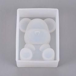 White Silicone Molds, Resin Casting Molds, For UV Resin, Epoxy Resin Jewelry Making, Bear, White, 65x48x20mm