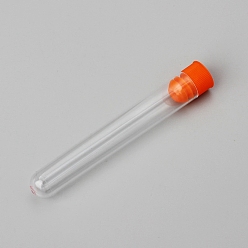 Naranja Botellas selladas transparentes, para guardar agujas, recipiente de plástico para guardar agujas, herramienta de costura, naranja, 100x15 mm