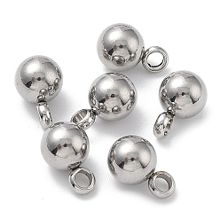 Stainless Steel Color 304 Stainless Steel Pendants, Round, Stainless Steel Color, 9x6mm, Hole: 2mm