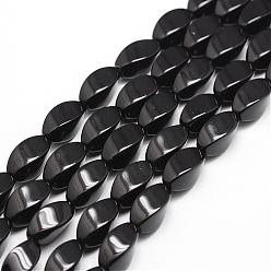 Black Onyx Brins de perles d'onyx noir naturel, Grade a, teints et chauffée, torsion ovale  , 12x6mm, Trou: 1.2mm, Environ 33 pcs/chapelet, 15.16 pouces ~ 15.35 pouces
