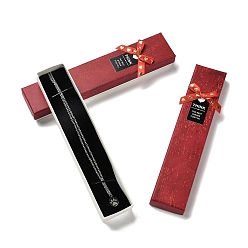 Rouge Foncé Boîtes de collier en carton, avec une éponge à l'intérieur, rectangle avec bowknot, rouge foncé, 21.8x4.5x3.1 cm