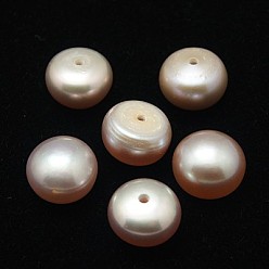 Purple Grade AA Natural Cultured Freshwater Pearl Beads, Half Drilled Hole, Half Round, Purple, 8~8.5x4~7mm, Hole: 1mm