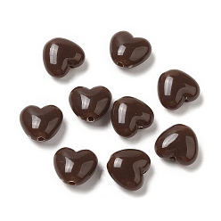 Coconut Brown Opaque Acrylic Beads, Heart, Coconut Brown, 9x9.5x5.5mm, Hole: 1.5mm, about 1650pcs/500g