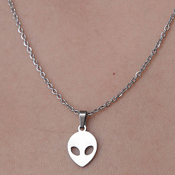 Stainless Steel Color 201 Stainless Steel Alien Pendant Necklace, Stainless Steel Color, 17.72 inch(45cm)