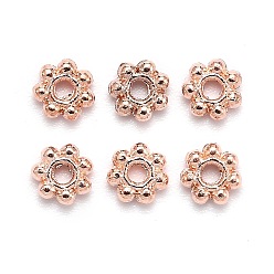 Or Rose Perles de style tibétain, sans cadmium et sans nickel et sans plomb, fleur, or rose, 4x1mm, Trou: 1mm
