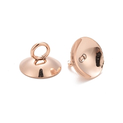 Rose Gold 201 Stainless Steel Bead Cap Pendant Bails, for Globe Glass Bubble Cover Pendants, Rose Gold, 7x10mm, Hole: 3mm