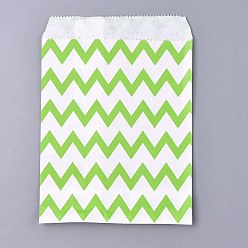 Verde Bolsas de papel kraft, sin asas, bolsas de almacenamiento de alimentos, blanco, patrón de onda, verde, 18x13 cm