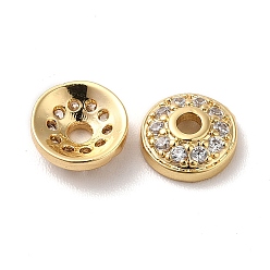 Real 18K Gold Plated Brass Micro Pave Cubic Zirconia Bead Cone, Apetalous, Real 18K Gold Plated, 6.5x2.5mm, Hole: 1.6mm