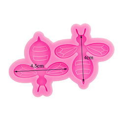 Ярко-Розовый Пчела diy кулон силиконовые формы, для изготовления брелка, формы для литья смолы, для уф-смолы, изготовление ювелирных изделий из эпоксидной смолы, ярко-розовый, 87x55x10 мм
