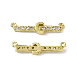 Letter C Rack Plating Brass Micro Pave Clear Cubic Zirconia Connector Charms, Real 18K Gold Plated, Long-Lasting Plated, Cadmium Free & Nickel Free & Lead Free, Letter Links, Letter.C, 6x25.5x2.5mm, Hole: 1.2mm