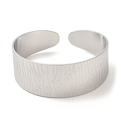 Stainless Steel Color 304 Stainless Steel Textured Cuff Bangles for Women, Stainless Steel Color, Inner Diameter: 2-1/8 inch(5.5cm)