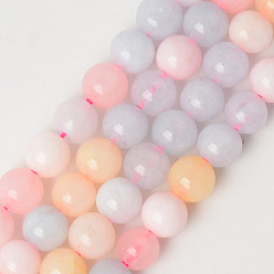 Couleur Mélangete Perles naturelles de quartz brins, teints et chauffée, imitation couleur morganite, ronde, couleur mixte, 10~10.5mm, Trou: 1.2mm, Environ 38 pcs/chapelet, 14.96 pouce (38 cm)