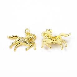 Oro Micro latón allanan colgantes cúbicos del zirconia, con anillo de salto, encanto de caballo, dorado, 22x27x5 mm, agujero: 3 mm