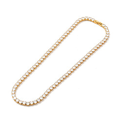 Золотой Теннисное ожерелье из прозрачного кубического циркония, 304 ожерелье из звеньев из нержавеющей стали для женщин, золотые, ссылка: 5x5x4 mm, 17.72 дюйм (45 см)