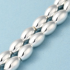 Plaqué Argent Brins de perles d'hématite magnétiques synthétiques galvanisées, ovale, Plaqué Argent, 13x8.5mm, Trou: 1mm, Environ 32 pcs/chapelet, 16.14'' (41 cm)
