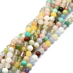 Mixed Stone Natural Mixed Gemstone Beads Strands, Natural Amazonite & Angelite & Pink Opal & Myanmar Jade, Round, 6mm, Hole: 1mm, about 65pcs/strand, 15.55''(39.5cm)