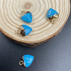 Synthetic Turquoise Synthetic Turquoise Charms, with Golden Tone Metal Loops, Heart, 14x10mm