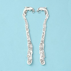 Antique Silver Zinc Alloy Bookmark, Lead Free and Cadmium Free, Dolphin, Antique Silver, 124x28x3mm, Hole: 2mm