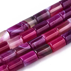 Rouge Violet Moyen Pierre gemme agate naturelle, teint, colonne, support violet rouge, 11.5~12.5x8.5mm, Trou: 1.2mm, Environ 33 pcs/chapelet, 15.35 pouce (39 cm)
