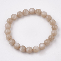Pierre De Soleil Bracelets stretch sunstone naturelle, ronde, 2-1/8 pouce (5.5 cm), perle: 8 mm