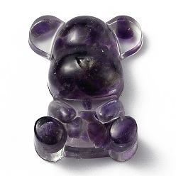 Amethyst Resin Display Decorations, with Natural Amethyst Chips Inside, Bear, 53.5~53.8x41~41.5x17.5~21mm