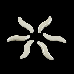 Blanco Cabuchones de cristal opaco chapado perlado,  torcedura, blanco, 14~15x4x2 mm