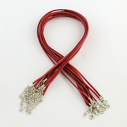 FireBrick 2mm Faux Suede Cord Necklace Making with Iron Chains & Lobster Claw Clasps, FireBrick, 44x0.2cm