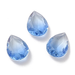 Sapphire Faceted K9 Glass Rhinestone Cabochons, Pointed Back, Teardrop, Sapphire, 18x13x7mm