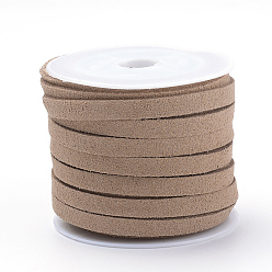 Tan Faux Suede Cord, Faux Suede Lace, Tan, 4x1.5mm, about 5.46 yards(5m)/roll, 25rolls/bag