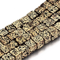 Антично-позолоченный Гальванические бусины из натуральной лавы, неровный, кубические, старинное золотое покрытие, 8x8x8 мм, отверстие : 1.2 мм, около 48~49 шт / нитка, 15.35 дюйм (39 см)