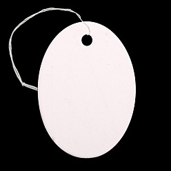 Blanc Ovale étiquette volante vide, vitrines de bijoux étiquettes de prix du papier, avec cordon de coton, blanc, 26x18.5x0.2mm, trou: 2 mm, 500 PCs / sac