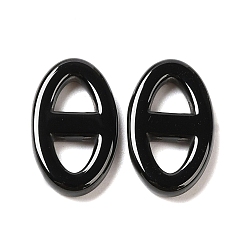 Black Bioceramics Zirconia Ceramic Connector Charms, No Fading and Hypoallergenic, Nickle Free, Oval, Black, 14x8.5x2mm, Hole: 3.5x3.5mm