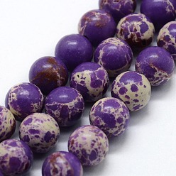 Фиолетовый Синтетические имперские нитки из бисера яшмы, окрашенные, круглые, фиолетовые, 6 мм, отверстие : 0.8 мм, около 63 шт / нитка, 14.76 дюйм (37.5 см)