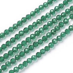 Vert Chapelets de perles en verre transparentes  , facette, ronde, verte, 2mm, Trou: 0.5mm, Environ 164~182 pcs/chapelet, 14.8~15.7 pouce (37.5~40 cm)