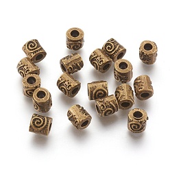 Antique Bronze Tibetan Style Alloy Beads, Column, Cadmium Free & Nickel Free & Lead Free, Antique Bronze, 6mm, Hole: 2.5mm
