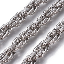 Stainless Steel Color 304 Stainless Steel Rope Chains, Unwelded, Stainless Steel Color, 10~10.5x8x2mm