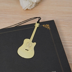 Guitar Brass Bookmarks with Tassel, Musical Note Bookmark for Music Lover, Golden, Guitar, Packing: 116x56mm