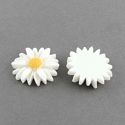 White Flatback Hair & Costume Accessories Ornaments Scrapbook Embellishments Resin Flower Daisy Cabochons, White, 26x7mm