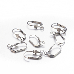 Stainless Steel Color 304 Stainless Steel Leverback Earring Findings, with Loop, Stainless Steel Color, 19x11mm, Hole: 2mm