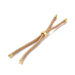 Rosy Brown Nylon Cord Silder Bracelets, for Connector Charm Bracelet Making, with Rack Plating Golden Brass Clasp, Long-Lasting Plated, Cadmium Free & Lead Free, Rosy Brown, 9-1/8x1/8 inch(23x0.3cm), Hole: 2mm