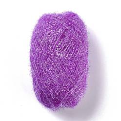Medium Orchid Polyester Crochet Yarn, Sparkling Scrubby Yarn, for Dish Scrubbies, Dishcloth, Decorating Crafts Knitting, Medium Orchid, 10~13x0.5mm, 218.72 yard(200m)/roll