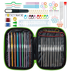 Lime DIY Hand Knitting Craft Art Tools Kit for Beginners, with Storage Case, Crochet Needles Set, Knitting Needles, Needles Stitch Marker, Scissor, Lime, 18.5x13.5x2cm